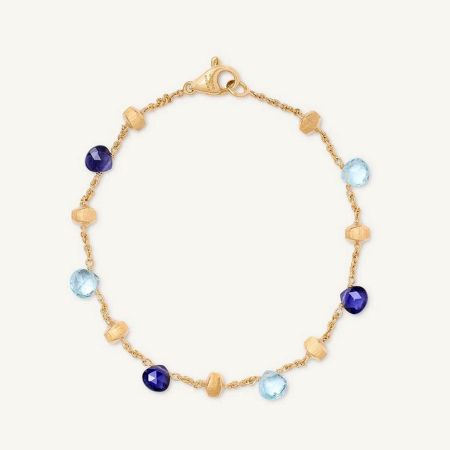 22K Gold Plated Gemstone Marco Bicego Bracelet with Iolite and Blue Topaz